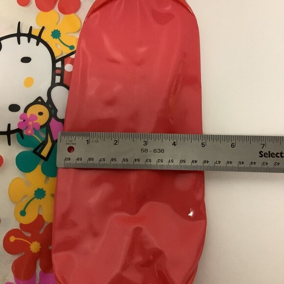 Vintage 1995 Hello Kitty Clear Plastic Tote Bag Red Dots Tropical Flowers Birds - Picture 11 of 16